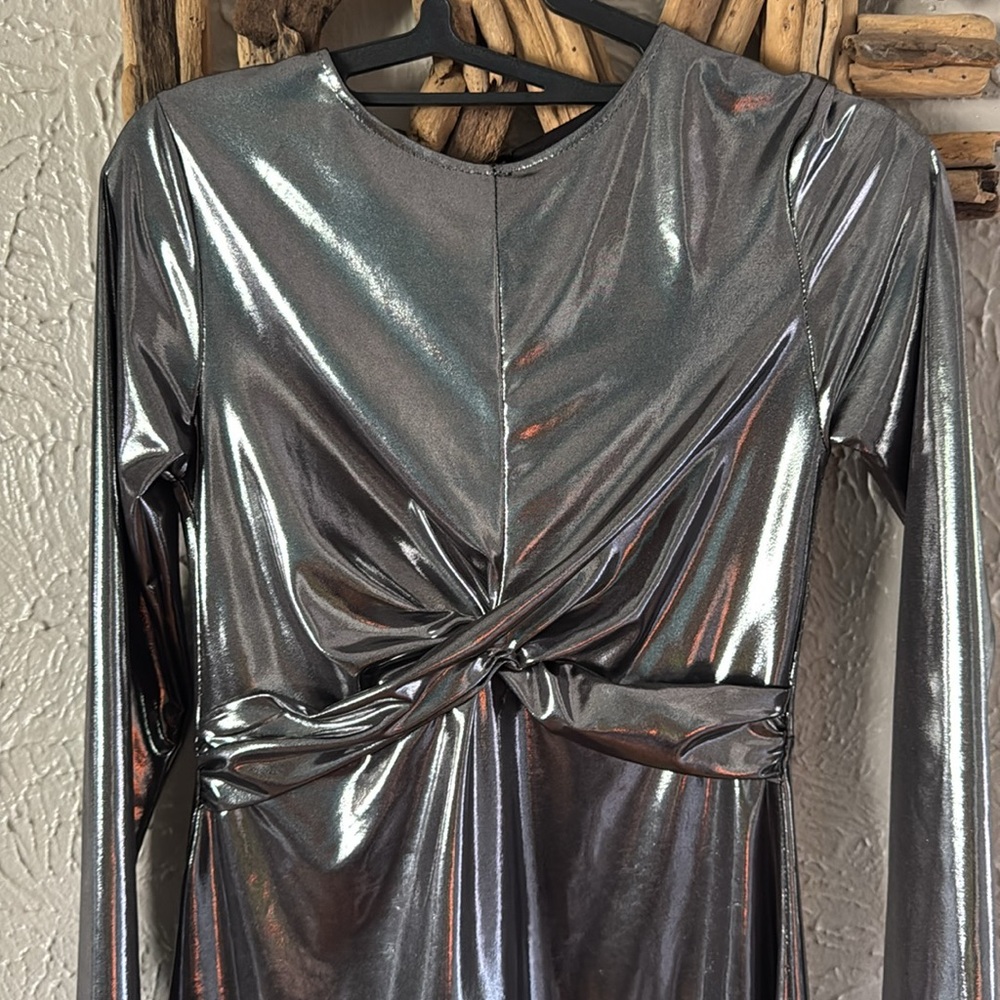 🩶Zara Girls Silver Metallic Knot Dress🩶 Size 11–12 - Picture 5 of 10